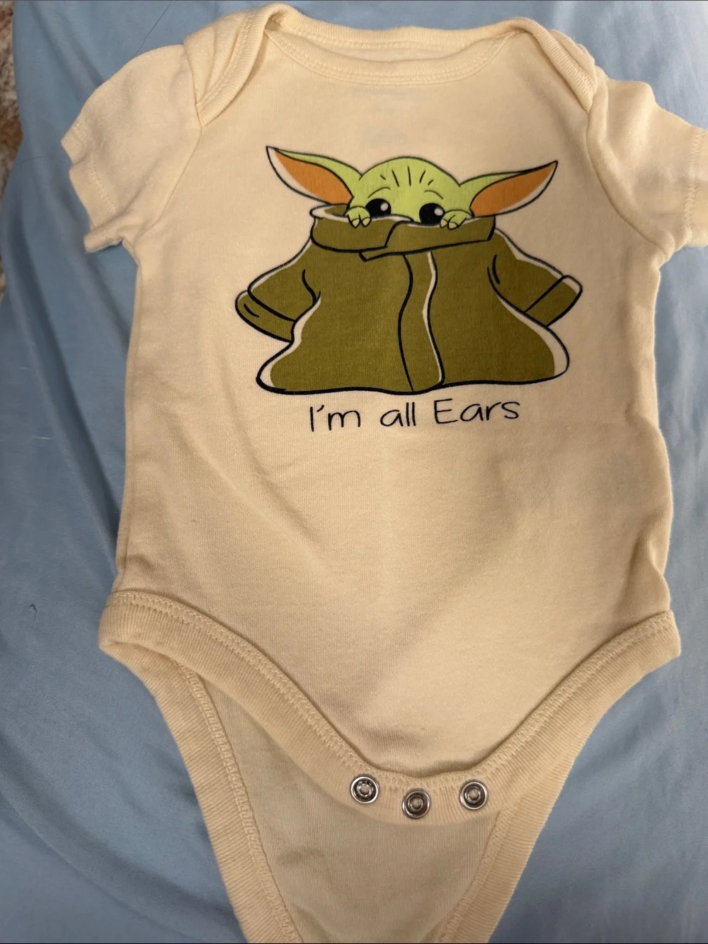 Star Wars Cream Bodysuit with Green Grogu Graphic